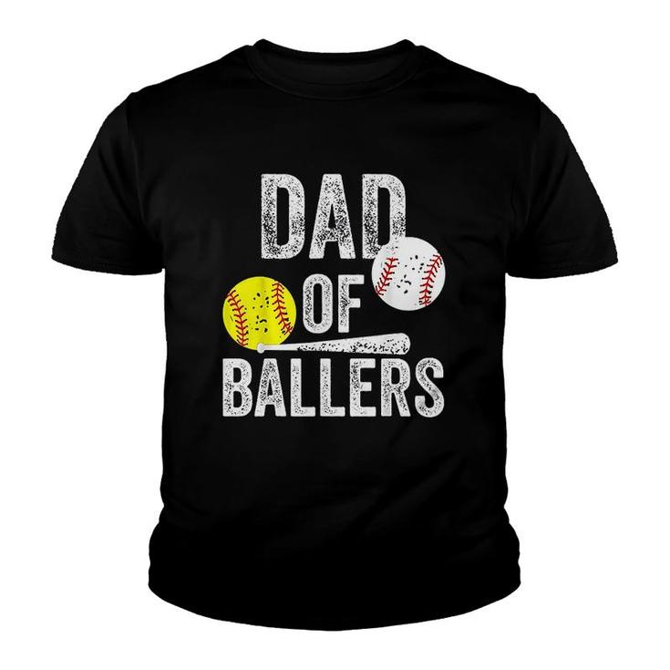 Dad Of Ballers Funny Baseball Youth T-shirt