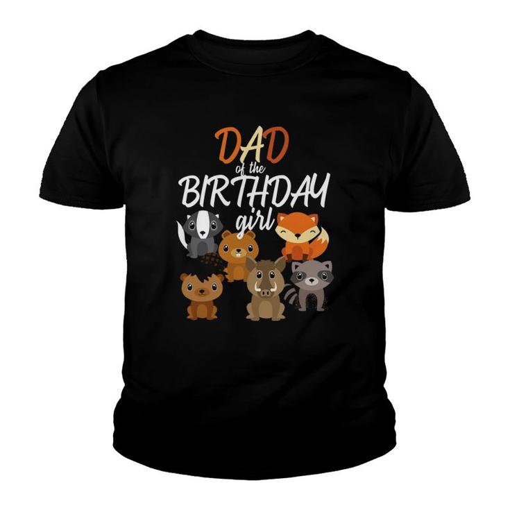Dad Of The Birthday Girl Woodland Bday Party Matching Family Youth T-shirt