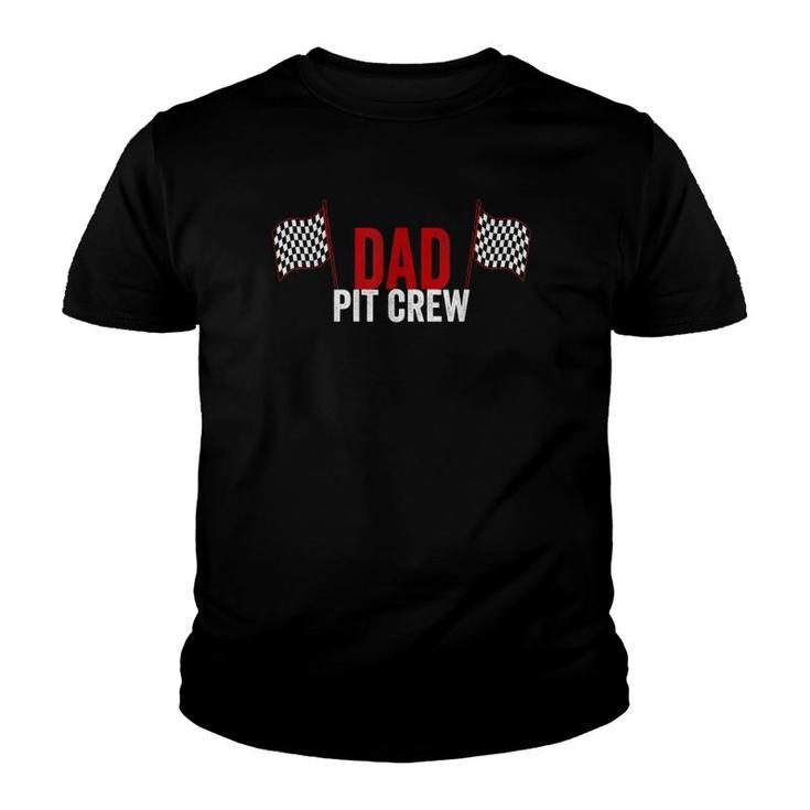 Dad Pit Crew Vintage For Racing Party Costume Youth T-shirt