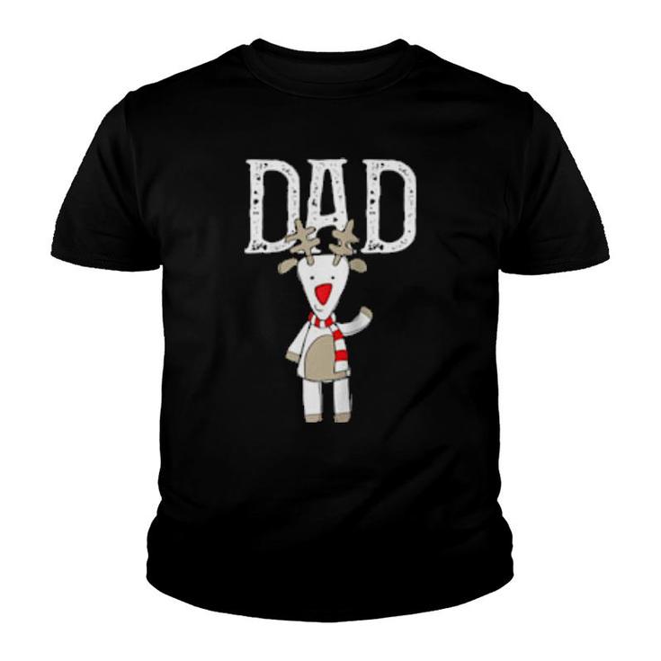 Dad Reindeer Winter Scarf Cool Christmas Costume Tee  Youth T-shirt