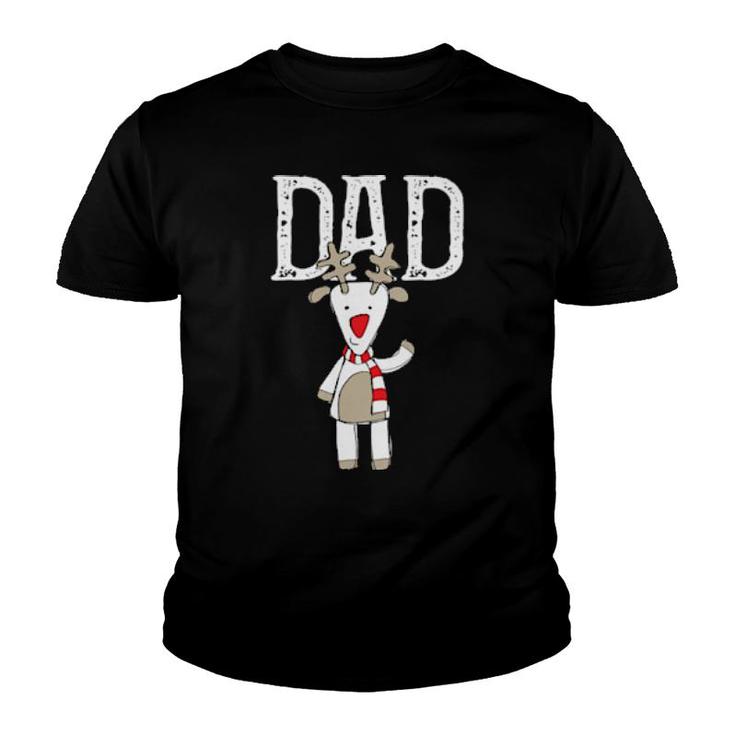 Dad Reindeer Winter Scarf Cool Christmas Costume  Youth T-shirt