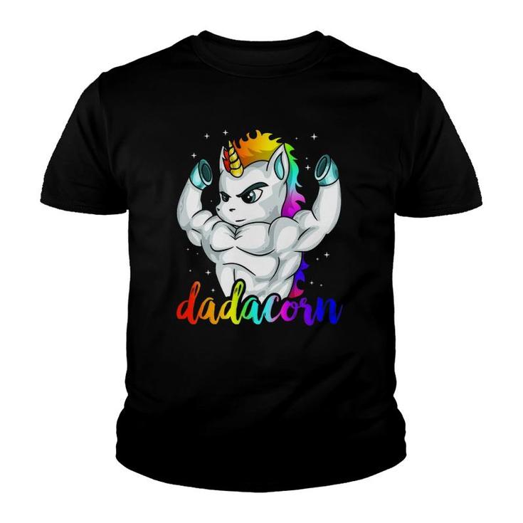 Dadacorn Unicorn Daddy Muscle Unique Family Gift Youth T-shirt