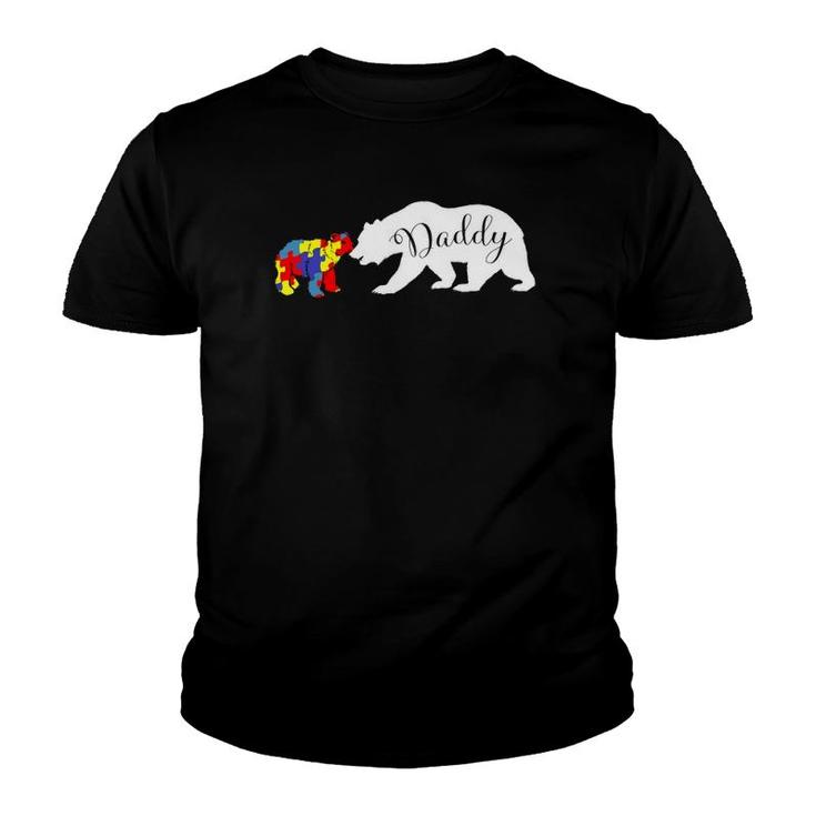 Daddy Bear Autism Awareness Month Dad Men Gift  Youth T-shirt