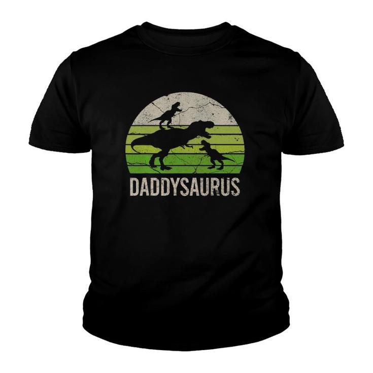 Daddy Dinosaur  Daddysaurus  2 Kid Father's Day Men Youth T-shirt