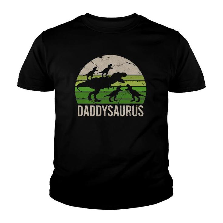 Daddy Dinosaur Funny Dad Daddysaurus Four Kids Gift Youth T-shirt