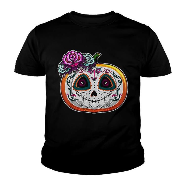 Day Of The Dead Pumpkin Dia De Los Muertos Skull Gift Youth T-shirt