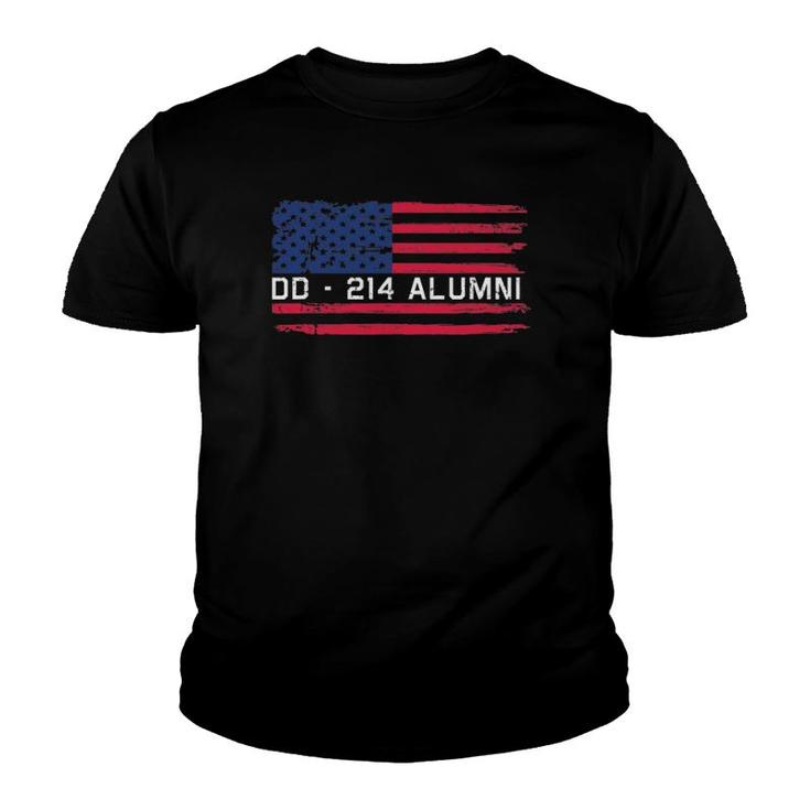 Dd-214 Proud Alumni Military Veteran Retired Served Flag Youth T-shirt