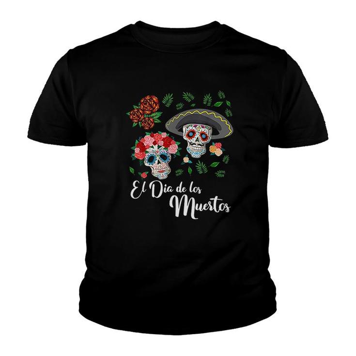 Dia De Los Muertos Skull  Day Of The Dead Youth T-shirt