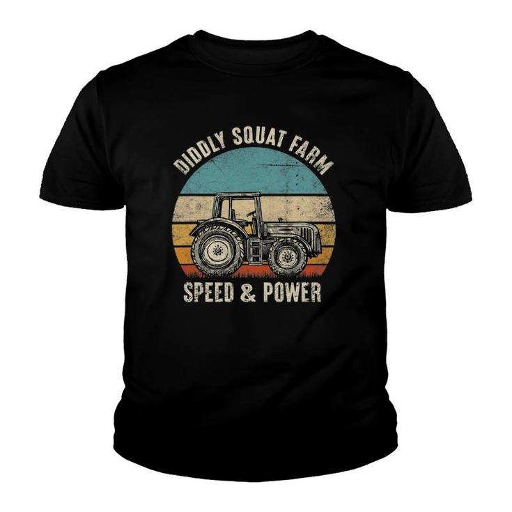 Diddly Squat Farm Speed And Power Tractor Farmer Vintage Youth T-shirt