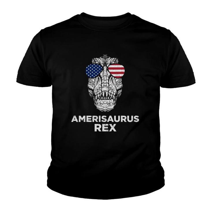 Dinosaur 4Th Of July Amerisaurusrex American Flag Glasses Youth T-shirt