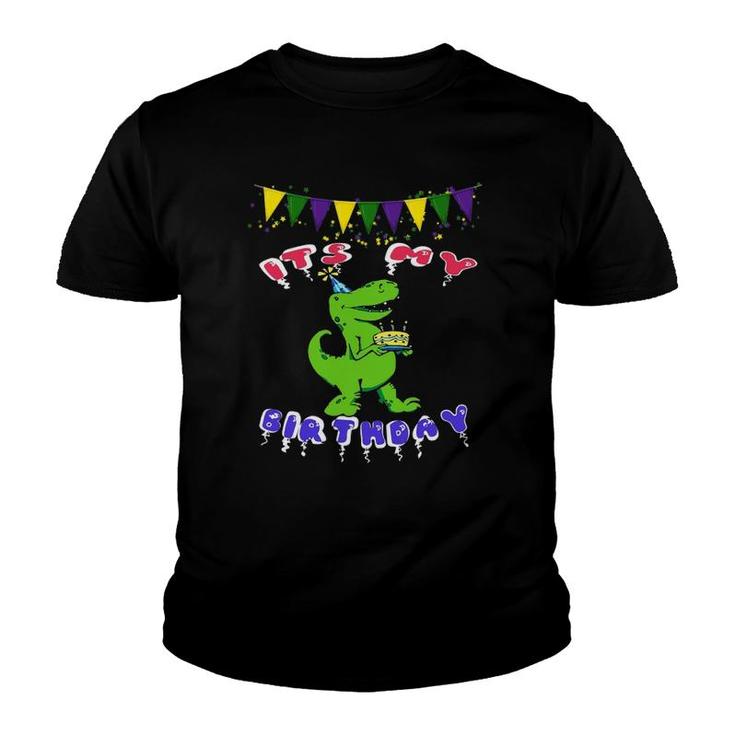 Dinosaur Birthday Funny It's My Birthday Youth T-shirt