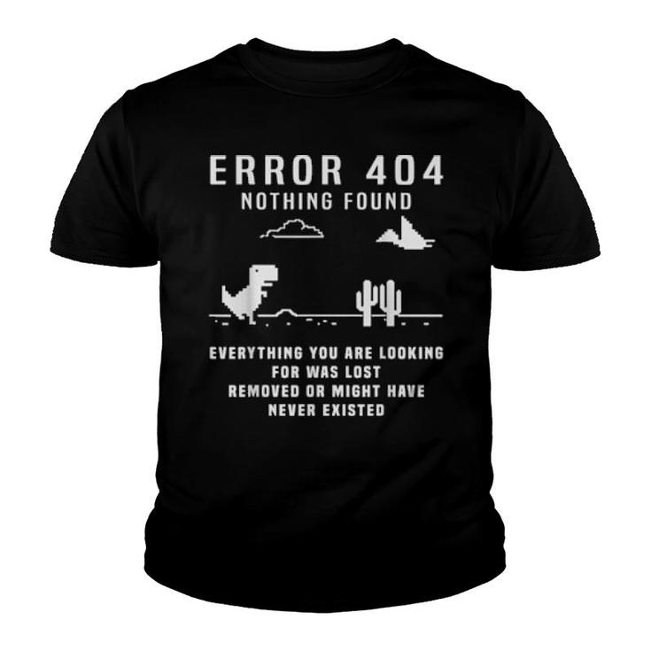 Dinosaur Error 404 Nothing Found Code Halloween 2021 Youth T-shirt 