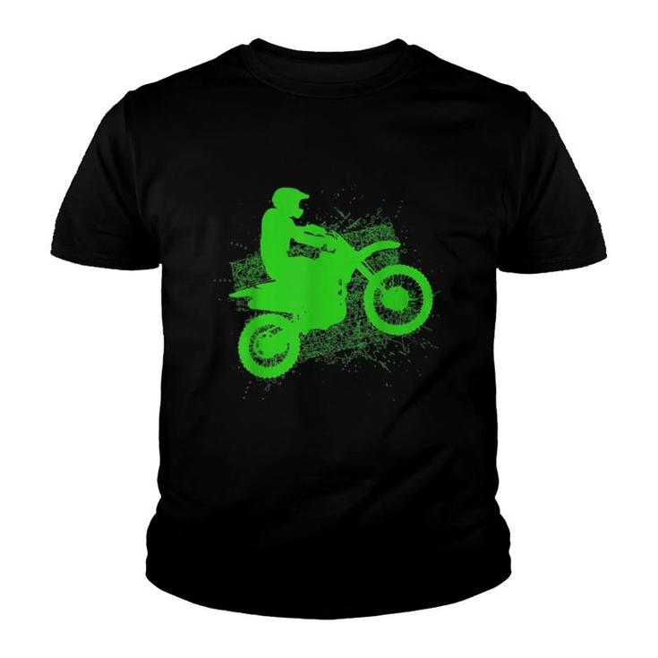Dirt Bike Rider Tire Tracks Neon Green Youth T Shirt Dirt Bike Rider Tire Tracks Neon Green Youth T Shirt