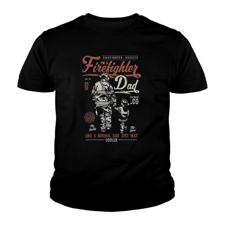 Distressed Firefighter Dad  Men Father's Day Fireman Youth T-shirt