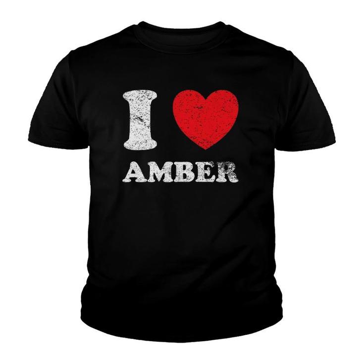 Distressed Grunge Worn Out Style I Love Amber Youth T-shirt