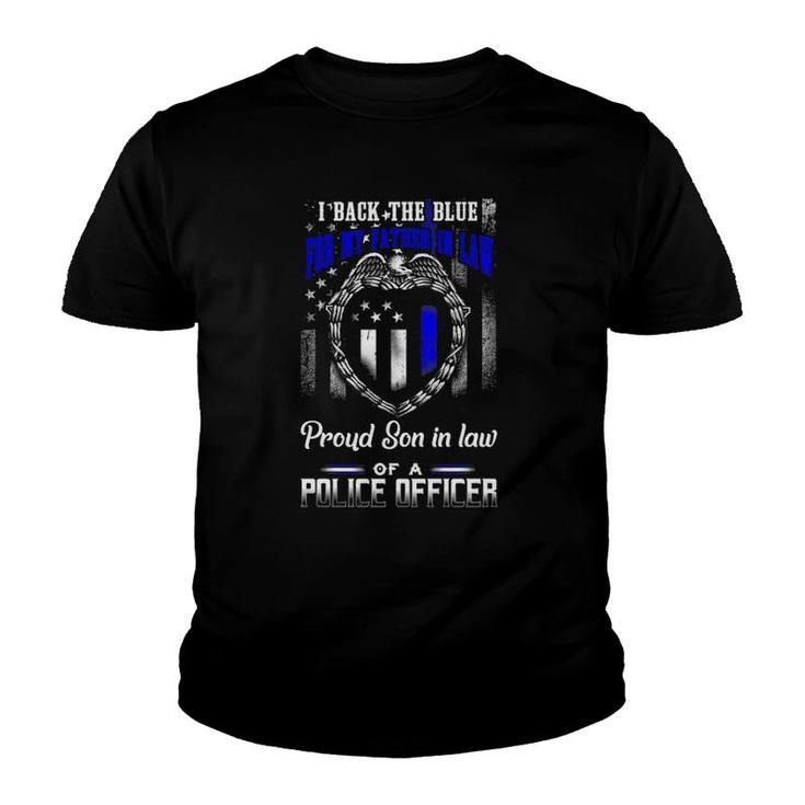 Distressed I Back The Blue Line For My Father In Law Youth T-shirt