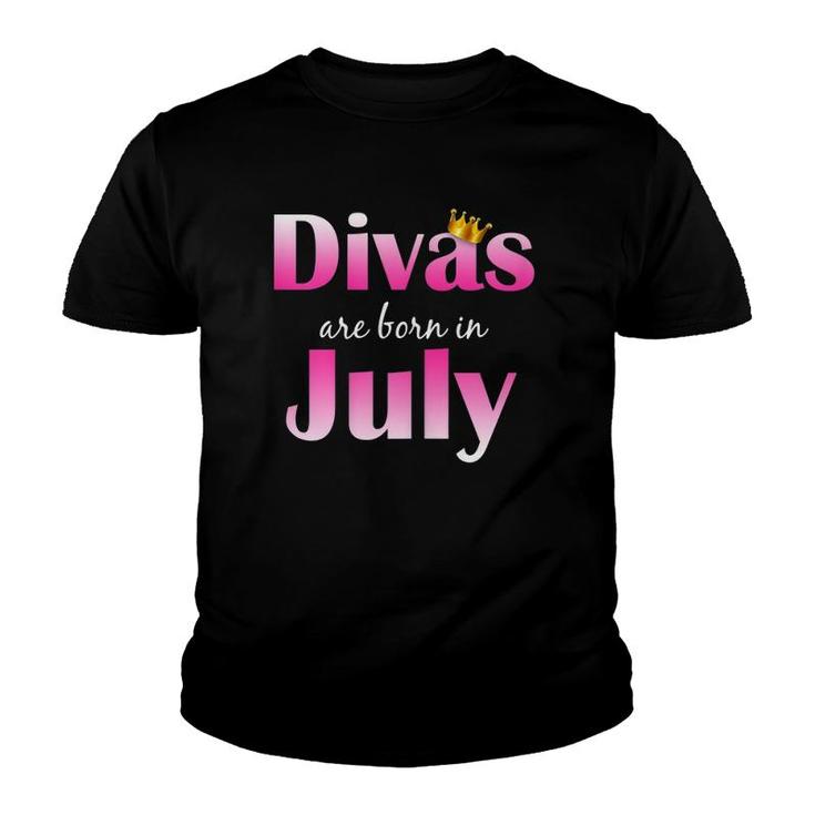 Divas Are Born In Julycute Bday Gift Youth T-shirt