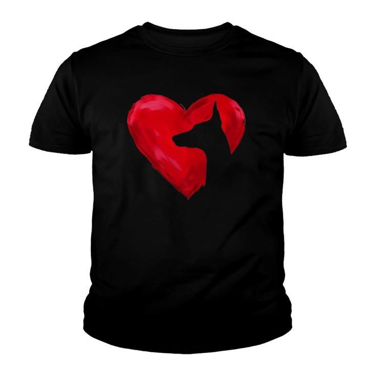 Doberman Heart Silhouette Valentine's Day Dog Lover Gift Youth T-shirt