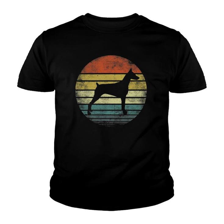 Doberman Lover Owner Gifts Retro Sunset Dog Silhouette Dad Youth T-shirt
