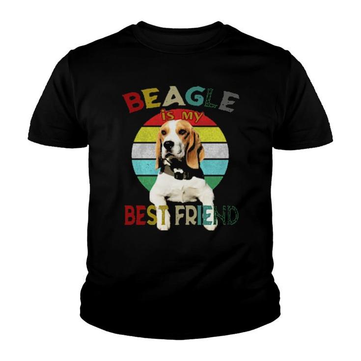 Dog Beagle Is My Best Friend Vintage Retro Color Design Relaxed Fit 99 Paws Youth T-shirt