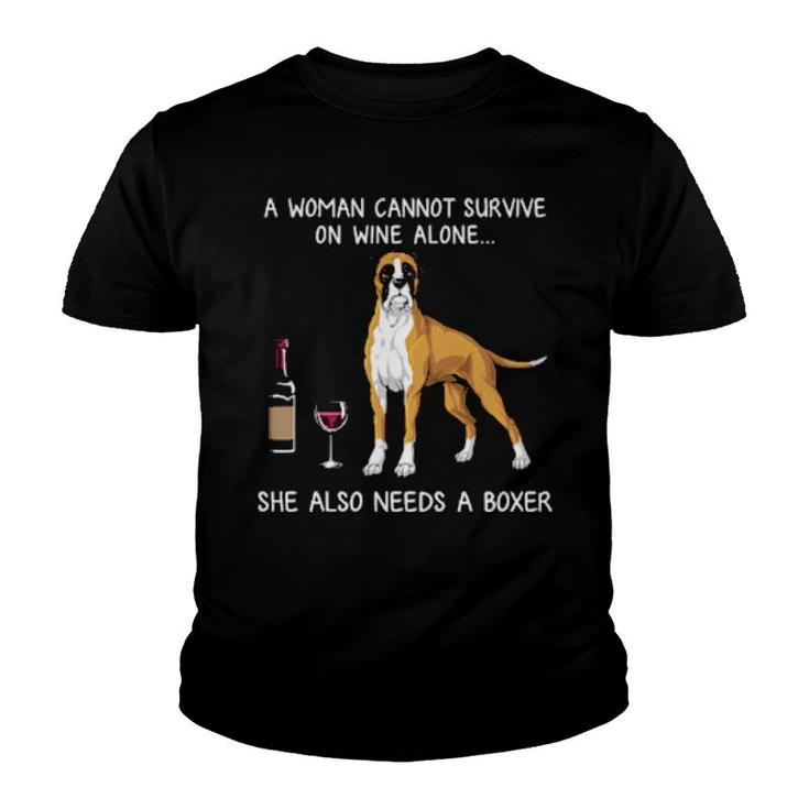 Dog Boxer And Wine Funny Dog447 Paws Youth T-shirt