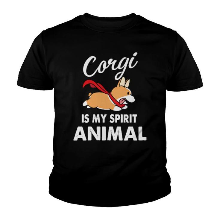 Dog Corgi Is My Spirit Animal 132 Paws Youth T-shirt