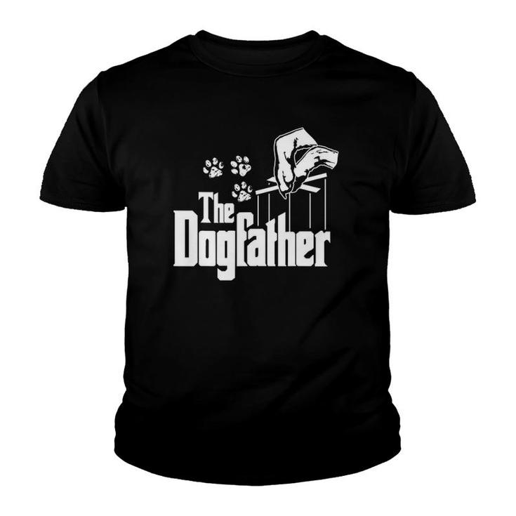 Dog-Father Dad Papa Puppy Paw Print Funny Father's Day Gift Youth T-shirt