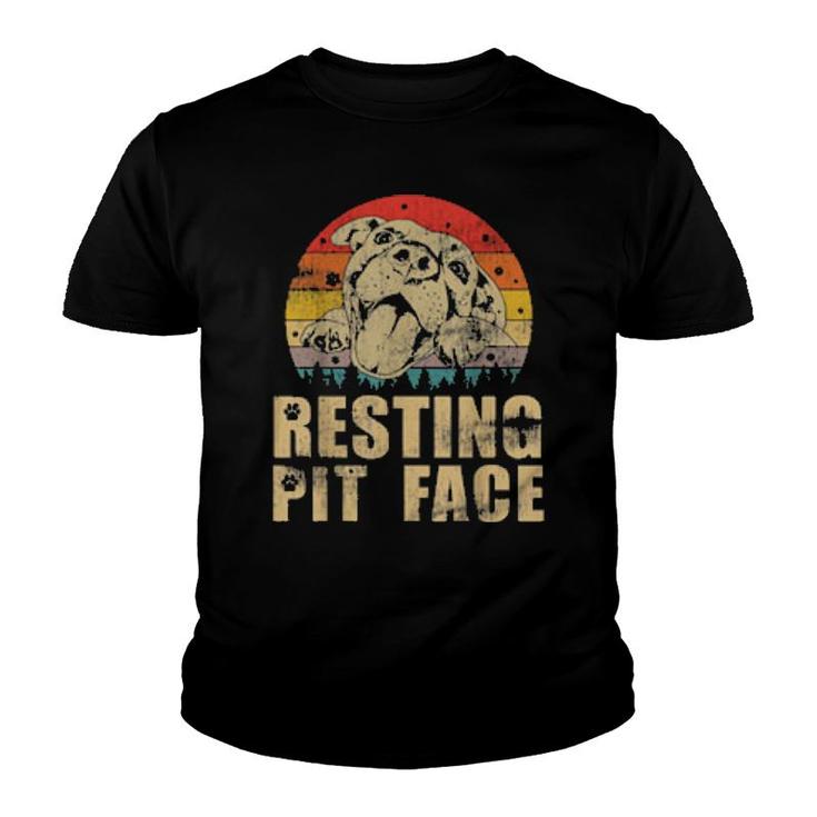 Dog Funny Pitbull Resting Pit Face 105 Paws Youth T-shirt