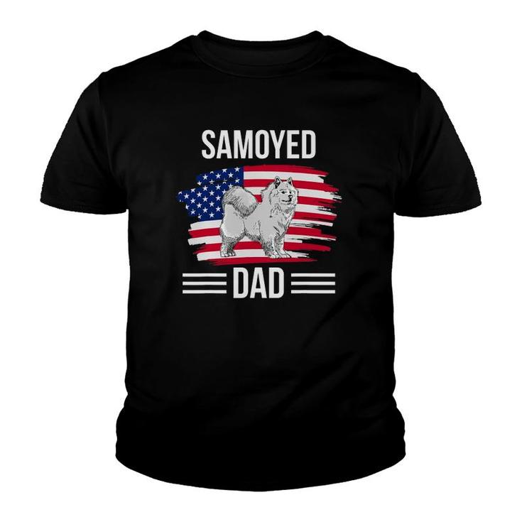 Dog Owner Us Flag 4Th Of July Father's Day Samoyed Dad Youth T-shirt