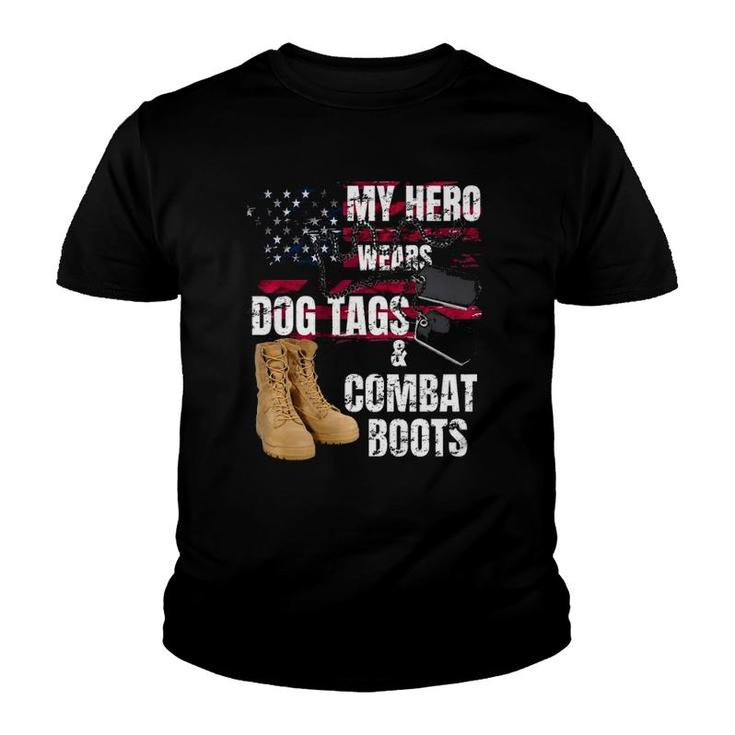 Dog Tags Military  My Hero Wears Dog Tag Combat Boots Premium Youth T-shirt