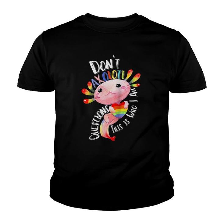 Don't Axolotl Questions This Is Who I Am Rainbow Flag Lgbtq Raglan Baseball Tee Youth T-shirt