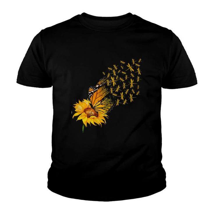 Dragonfly Sunflower And Butterfly Youth T-shirt