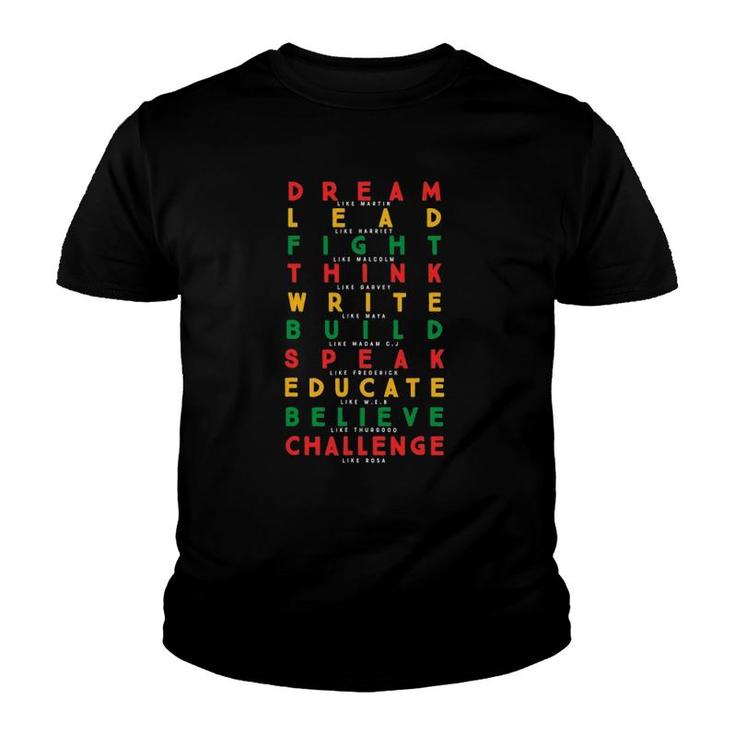 Dream Like Martin Black History African Proud Afro American Youth T-shirt