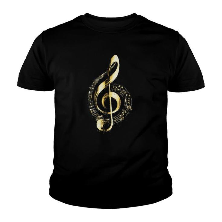 Dripped In Gold Treble Clef Music Notes Youth T-shirt