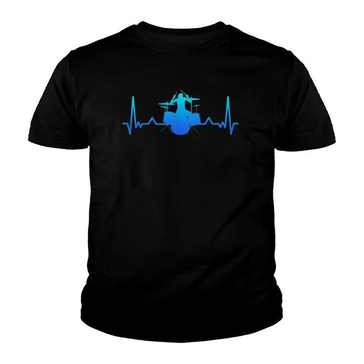 Drummer Drumming Heartbeat Dad Gift Youth T-shirt
