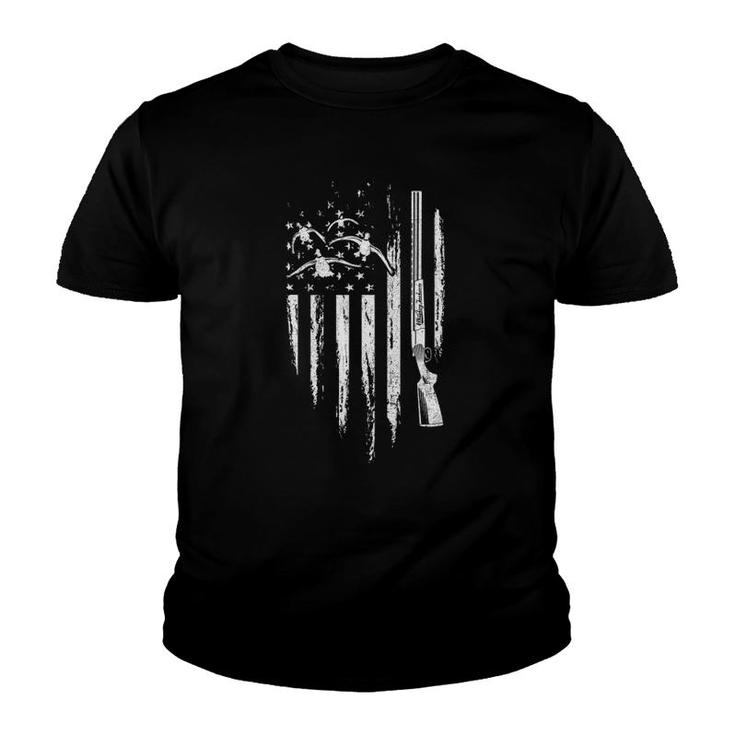 Duck Hunting American Flag Waterfowl Goose Gift For Hunter Youth T-shirt