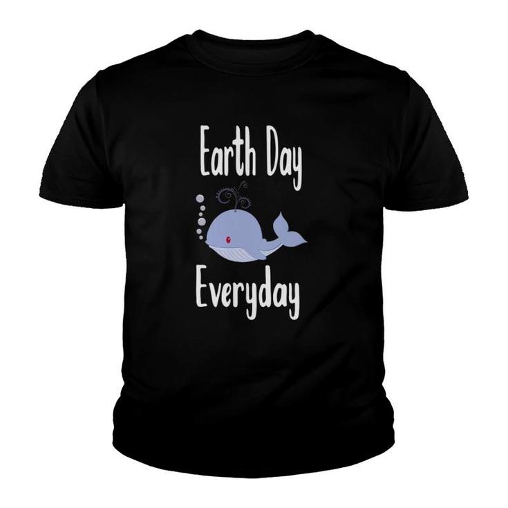 Earth Day Every Day - Cute Whale Nature Lover Recycle Youth T-shirt
