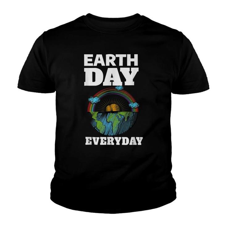 Earth Day Everyday Rainbow Teacher Retro Kids Cute Earth Day  Youth T-shirt