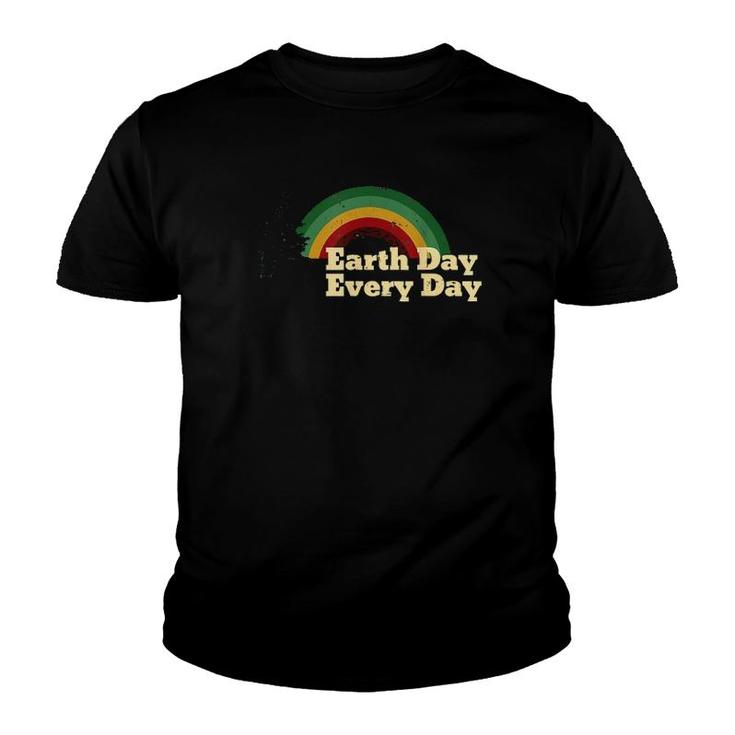Earth Day Everyday Vintage Rainbow Pine Tree Youth T-shirt