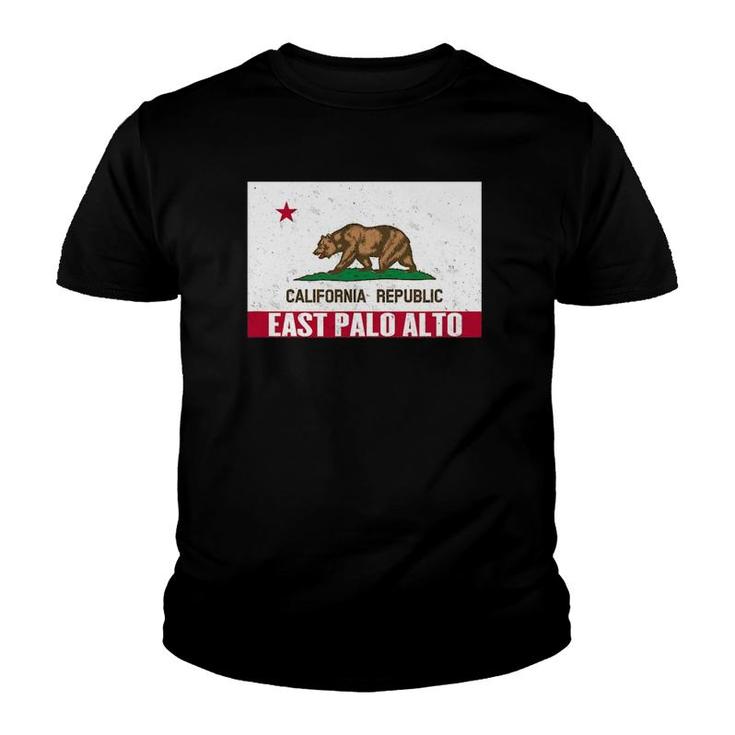 East Palo Alto, California - Distressed Ca Republic Flag Youth T-shirt