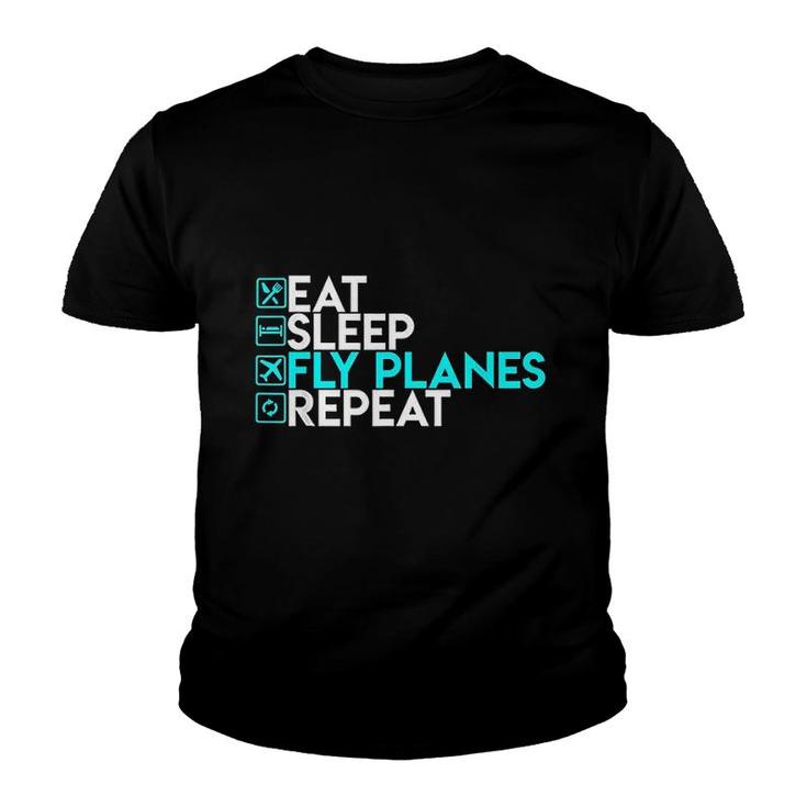 Eat Sleep Fly Planes Repeat Youth T-shirt