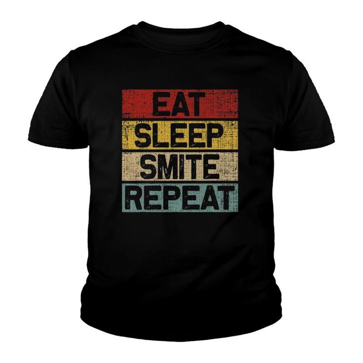 Eat Sleep Smite Repeat Funny Retro Vintage Roleplaying Gamer Youth T-shirt