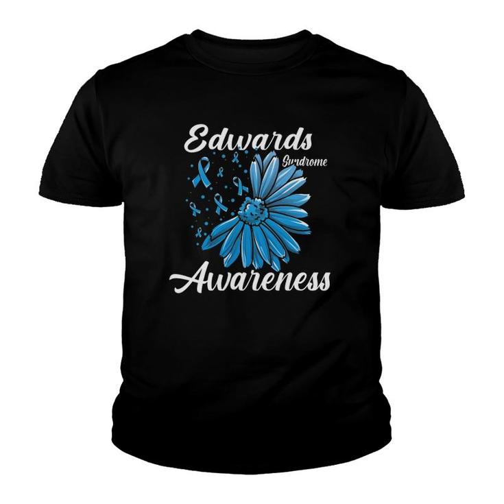 Edwards Syndrome Awareness Trisomy 18 Related Light Blue Ribbon Youth T-shirt