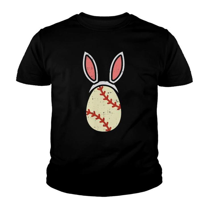 Egg Baseball Rabbit Bunny Ears Funny Easter Player Gift Youth T-shirt