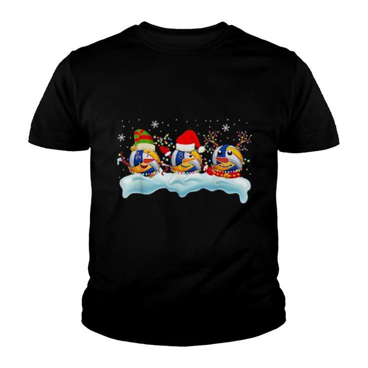 Elf Santa Reindeer Volleyball Xmas Lights Volleyball Player  Youth T-shirt
