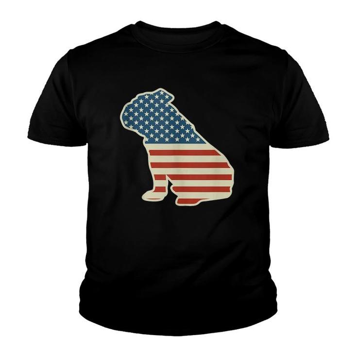 English Bulldog American Flag Dog Lover 4Th Of July Gift  Youth T-shirt