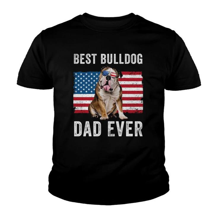 English Bulldog Dad Usa American Flag Dog Lover Owner Funny Youth T-shirt