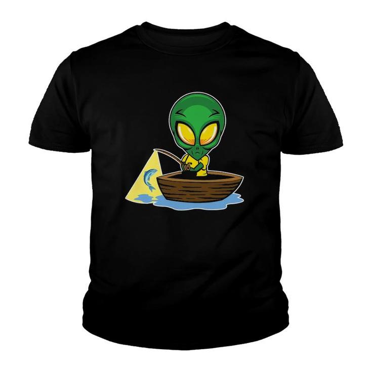 Exterrestrial Ufo Lake Fishermen Sail Fish Fishing Alien Dad Youth T-shirt