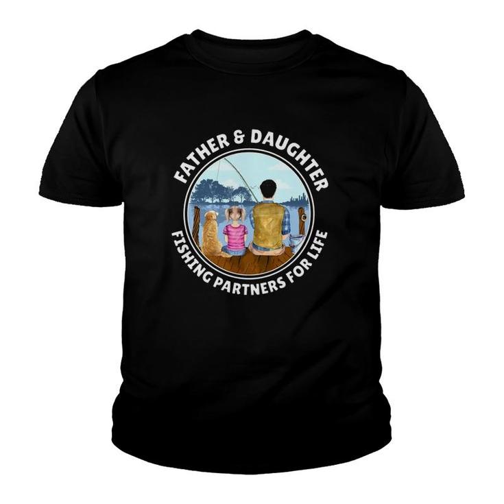 Father & Daughter Fishing Partners For Life Golden Retriever Youth T-shirt