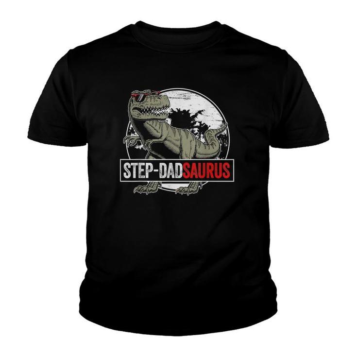 Father's Day Step Dadsaurusrex Dinosaur Funny Step Dad Youth T-shirt